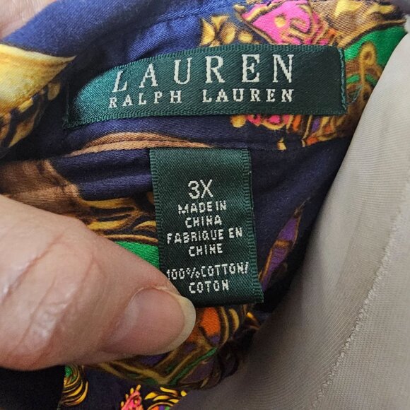 Ralph Lauren LRL Womens 3X Equestrian Crest Horseshoe Button Up Shirt Old Money - Picture 6 of 9